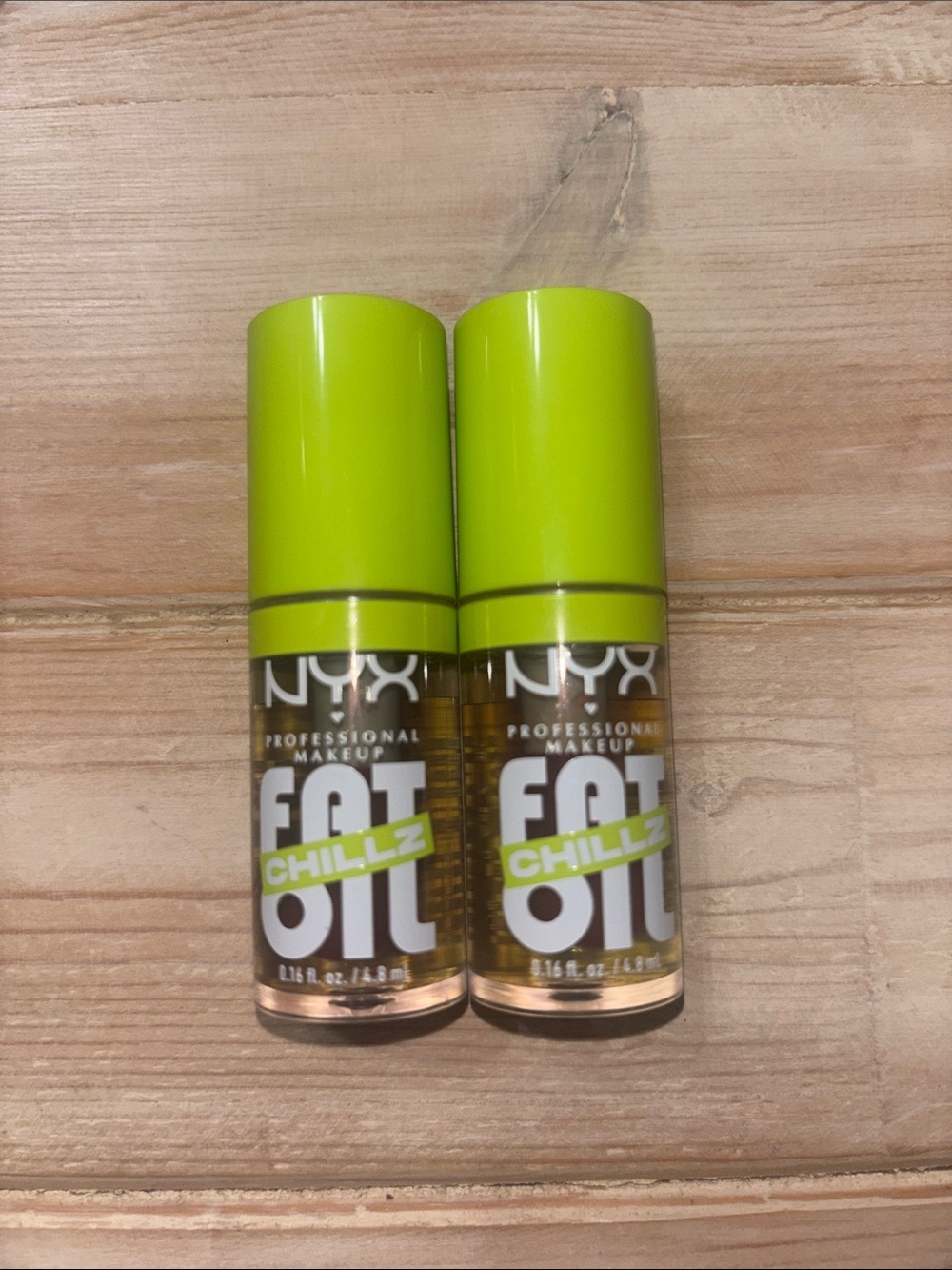 NYX Fat Oil Chillz Cooling Lip Oil Strawberry Slush Full Size set of 2 (413)